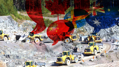 Utländska lastbilar hämtar metall ur finländsk gruva