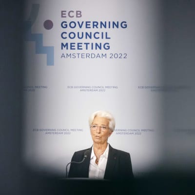 Christine Lagarde puhumassa.