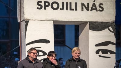 Manifestation i slovakiska huvudstaden Bratislava till minnet av den mördade journalisten Jàn Kuciak och hans flickvän Martina Kušnírová som sköts ihjäl i februari 2018. 