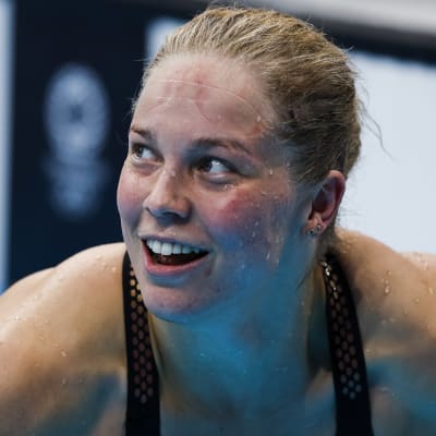 Fanny Teijonsalo efter simlopp.