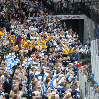 MM-kisayleisöä Suomi–Ruotsi-ottelussa.