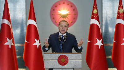 President Recep Tayyip Erdogan talar till utländska ambassadörer i Ankara 9.1.2017