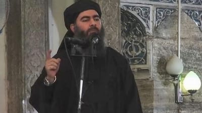 Islamiska staten IS ledare Abu Bakr al-Baghdadi på en av IS videor.