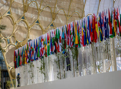 Flaggor på rad vid Dubai Expo