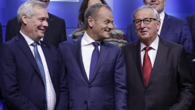 Antti Rinne, Donald Tusk, Jean-Claude Juncker 