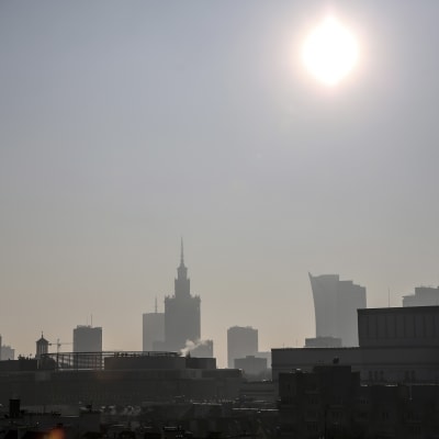 Smog över Polens huvudstad Warszawa.