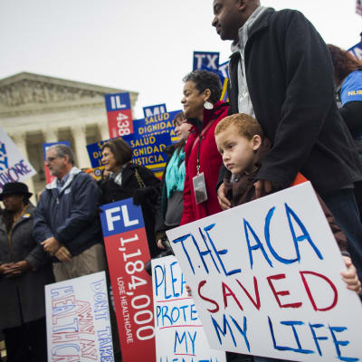 Demonstration till förmån för Obamacare.
