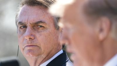 Brasiliens president Jair Bolsonaro på besök hos Donald Trump i Washington den 19 mars 2019.