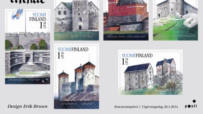 Ett frimärkshäfte med 6 gamla slott. Ges ut 2014.
