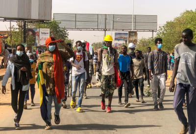 Sudanesiska demonstranter deltog  i en protest i huvudstaden Khartoum.