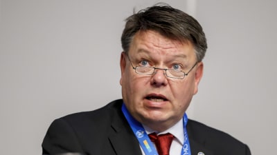  WMO:s generalsekreterare Petteri Taalas talar i Genève den 3 juni 2019.