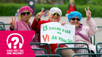 Tre damer väntar på Allsång på Skansen sommaren 2015.