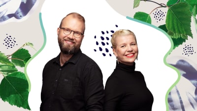 Graafisella, kesäisellä kuvapohjalla Ylen toimittajat Pietari Kylmälä ja Anna Tulusto.