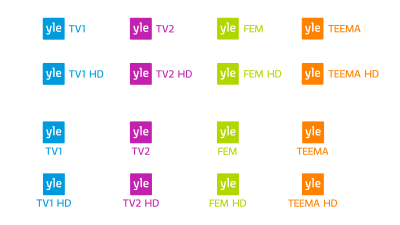 Ylen tv-kanavien värilliset logot
