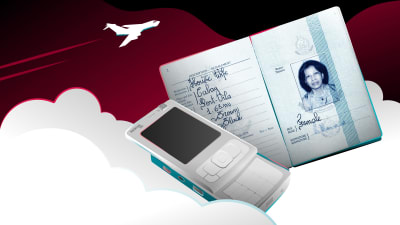 Kuvassa näkyy Nokian puhelin N96 ja bulvaanin passi