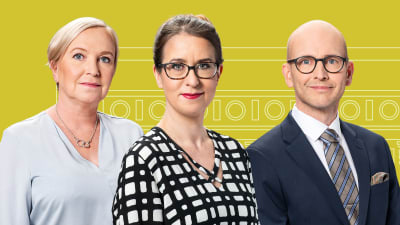 Svenska Yles Carin Göthelid, Anna Bäck och Peik Österholm.