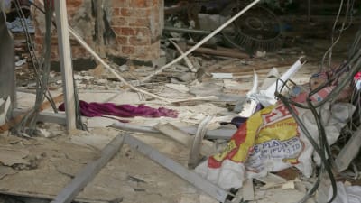 Skador efter explosion i St Anthony-kyrkan i Colombo