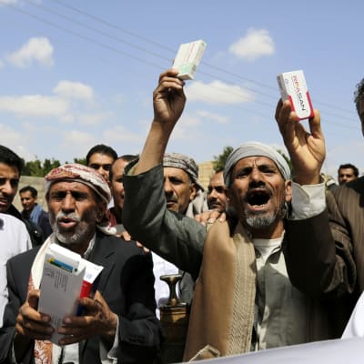 Demonstration mot Saudiarabiens och koalitionens blockad av Jemen.