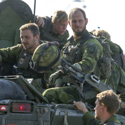 Svenska soldater vid en manöver i Gotland i september 2016