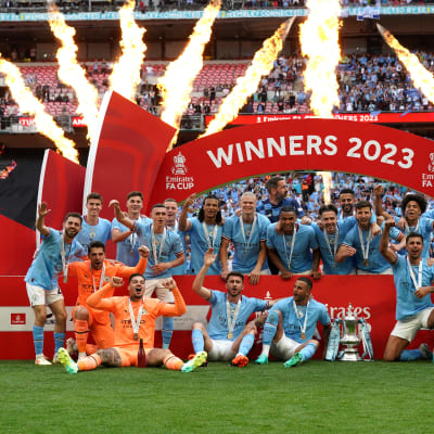 Manchester City juhlii FA-cupin voittoa.