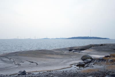 Fotomontage av havsvindkraftsparken sett från Påvskär