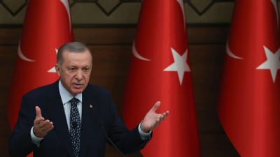 President Erdoğan fotograferad på en konferens i Ankara den 11 januari.