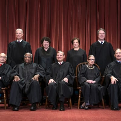 Gruppbild på domarna i USA:s högsta domstol 2018.
