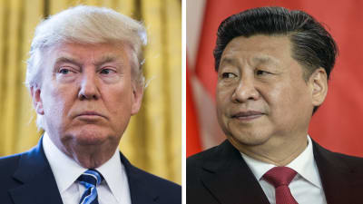 Porträtt på Donald Trump och Xi Jinping