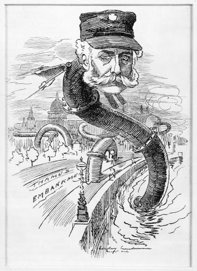 Karikatyr föreställande Joseph Bazalgette.
