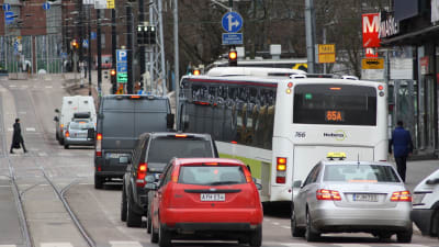 Rusningstrafik i Helsingfors.