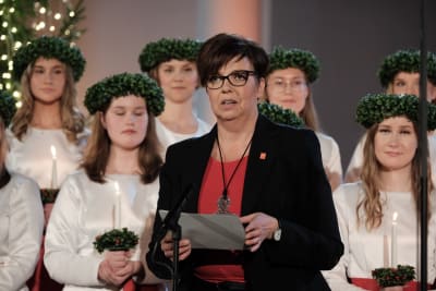 Siv Sandberg under luciakröningen 2022.