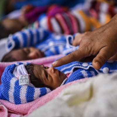 En nyfödd baby fotograferad på en förlossningsavdelning i Chennai, Indien sommaren 2023. Danmark har nu stoppat adoptioner också från Indien. 