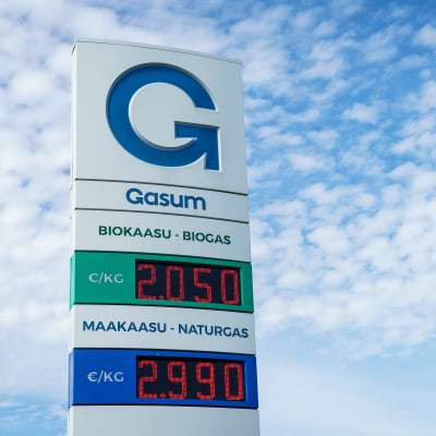 Gasums logo med priser för gas.