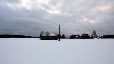 Snöbelagda åkrar. Wahlrooska hemmanet som ska bli hästsportcenter.
