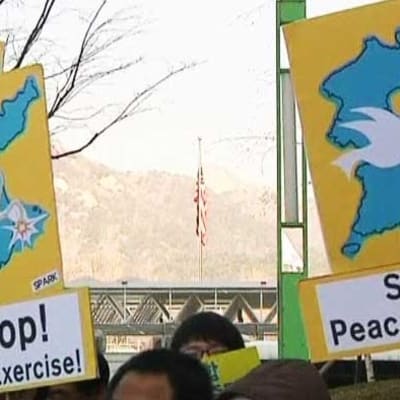 Övningen väcker protester i Sydkorea