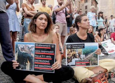 Demonstration för Amazonas i Rom, Italien. 