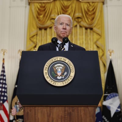 Joe Biden talar om Afghanistan i Vita huset den 8 juli 2021.