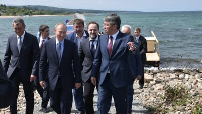 President Putin under ett besök vid Bajkalsjön