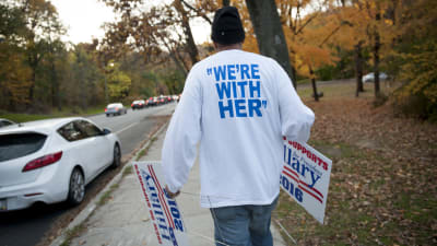 En av Hillary Clintons anhängare i Philadelphia.