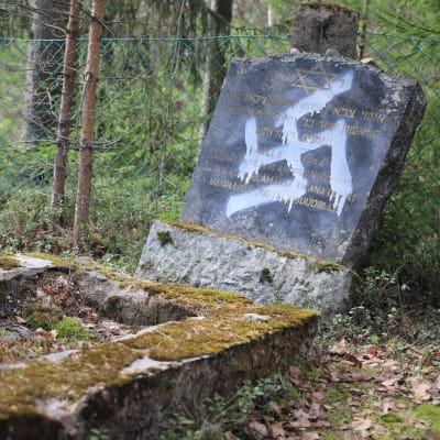 Töhritty hautakivi juutalaisten hautausmaalla Haminassa.
