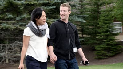 Mark Zuckerberg med sin fru Priscilla Chan.