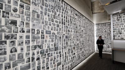 Väggar med bilder på judiska barn som deporterades från Frankrike och dödades av nazisterna.