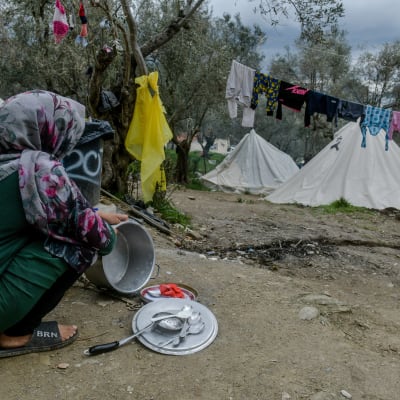 I flyktinglägret i Moria på Lesbos.