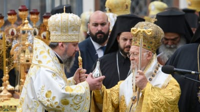Metropolit Epifanios av Ukraina och patriark Bartolomaios av Konstantinopel 