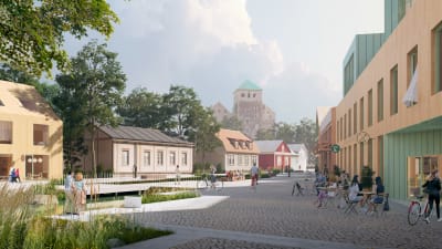 En skiss av ett torg nära Åbo slott
