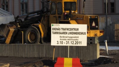 Trafikcentrumet i Ekenäs under byggnad. Bilden från april 2012.
