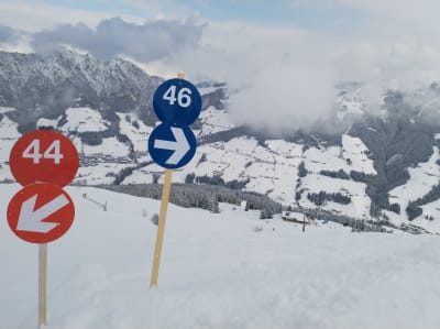 Nummerskyltar för skidpister i Österrike