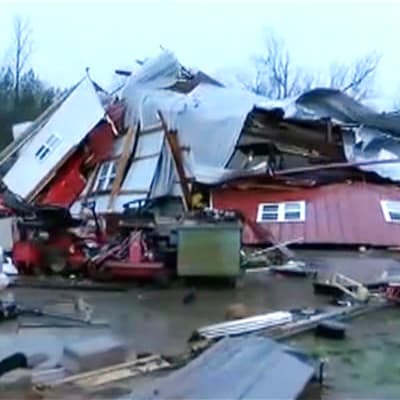 Myrskyssä tuhoutunut talo Alabamassa 2. tammikuuta.