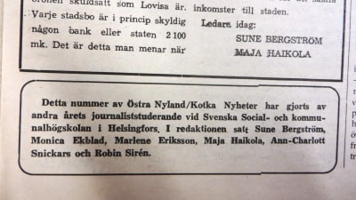 Soc&kom-studerande gjorde övningstidningar på Östra Nyland