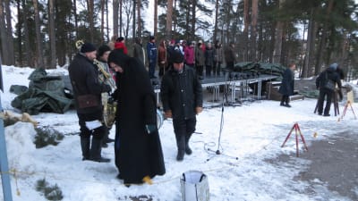 Musikernas och körens soundcheck inför repetitionen av Via Crucis i Borgå 2016